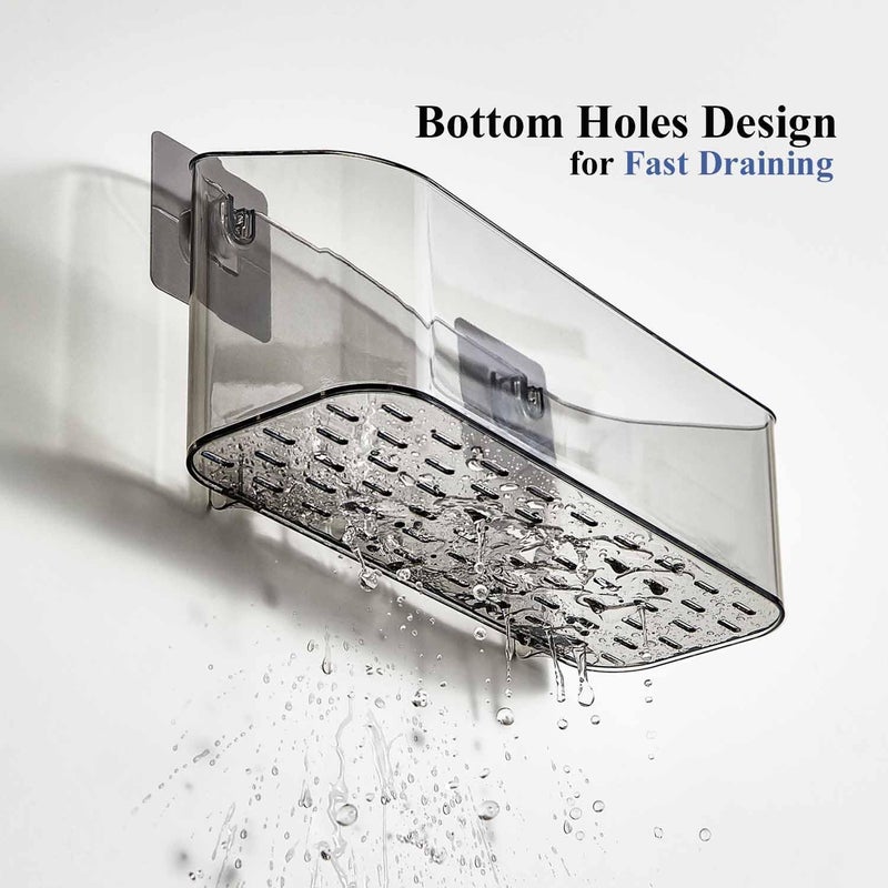 Eunion Bath Toy Storage Organizer, Adhesive Shower Caddy Shower Organizer, Bathtub Toy Holder, Large Capacity Wall Mounted Holder No Drill Shelves Rack, Clear Black - Image 3